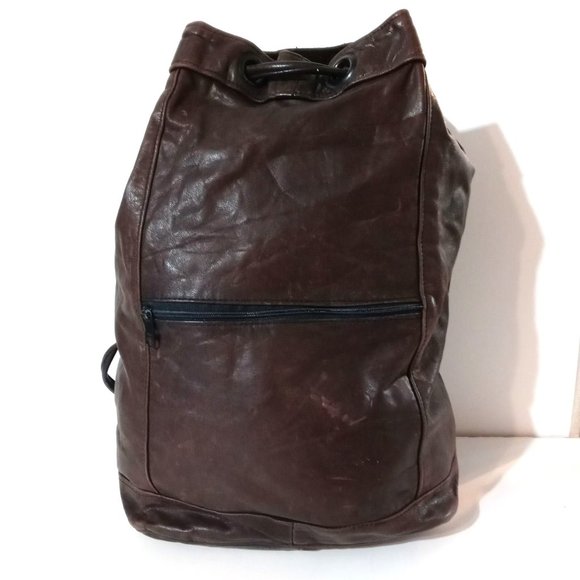Leather Handmade Drawsting Closure Backpack main image 5